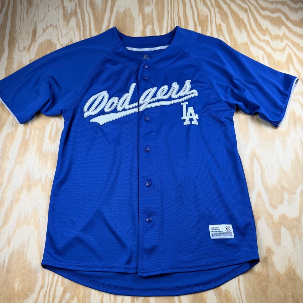 Los Angeles Dodgers MLB Jersey Dynasty Series Blue Button Up Mens Medium
